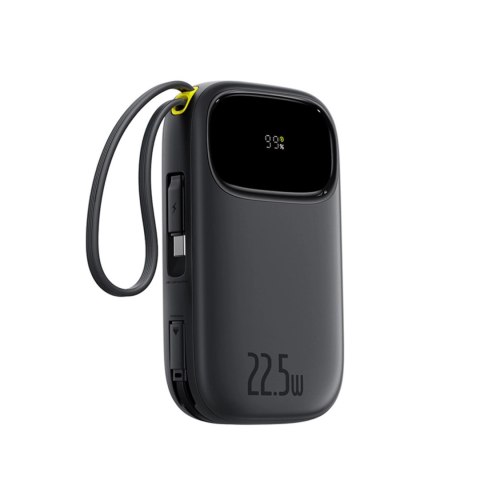 Powerbank Baseus EnerFill FC31 10000mAh 22.5W z wyświetlaczem cyfrowym i 2 wbudowanymi kablami (USB-C + Lightning) - czarny