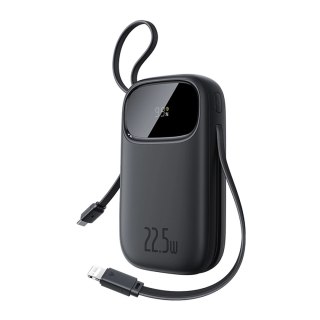 Powerbank Baseus EnerFill FC31 20000mAh 22.5W z wyświetlaczem cyfrowym i 2 wbudowanymi kablami (USB-C + Lightning) - czarny