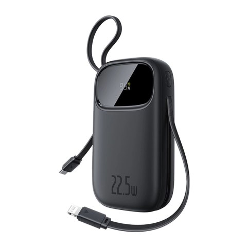 Powerbank Baseus EnerFill FC31 20000mAh 22.5W z wyświetlaczem cyfrowym i 2 wbudowanymi kablami (USB-C + Lightning) - czarny