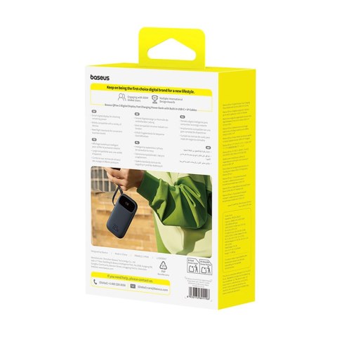 Powerbank Baseus EnerFill FC31 20000mAh 22.5W z wyświetlaczem cyfrowym i 2 wbudowanymi kablami (USB-C + Lightning) - czarny