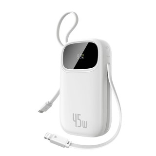 Powerbank Baseus EnerFill FC31 20000mAh 45W z wyświetlaczem cyfrowym i 2 wbudowanymi kablami (USB-C + Lightning) - biały