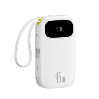 Powerbank Baseus EnerFill FC31 20000mAh 45W z wyświetlaczem cyfrowym i 2 wbudowanymi kablami (USB-C + Lightning) - biały