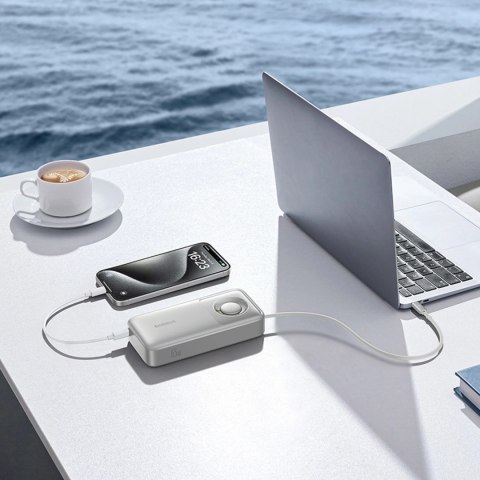 Powerbank Baseus Free2Pull 20000mAh 65W ze zwijanym kablem USB-C - szary
