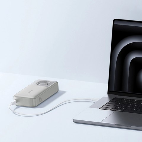 Powerbank Baseus Free2Pull 20000mAh 65W ze zwijanym kablem USB-C - szary