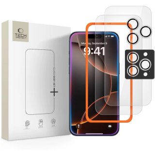 Szkło hartowane Tech-Protect Easy Set+ 3-pack na iPhone 16 Pro / 17 Pro - przezroczyste
