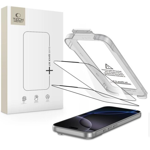 Szkło hartowane Tech-Protect Quick Set+ 2-pack na iPhone 17 Pro Max - czarne