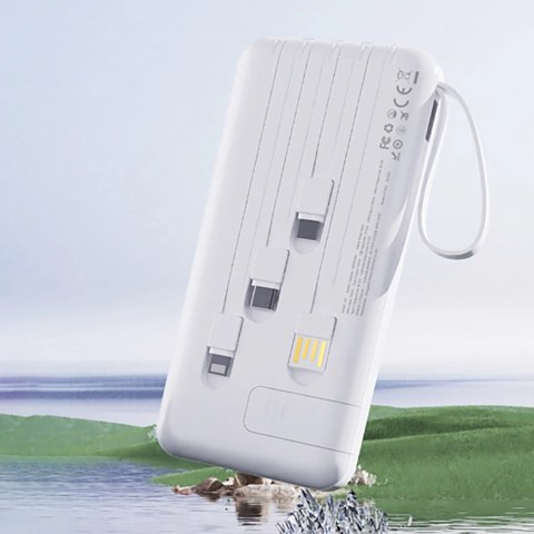 Powerbank Dudao K11 10000mAh z wbudowanymi kablami - biały