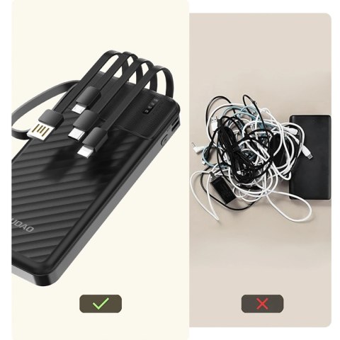Powerbank Dudao K11 10000mAh z wbudowanymi kablami - czarny