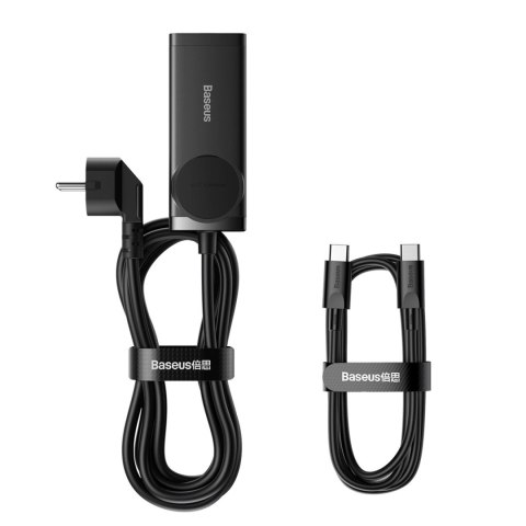 Stacja ładująca Baseus GaN3 Pro 100W EU + 2 x USB-A + 2 x USB-C z kablem 1m Baseus Xiaobai USB-C 100W - czarna