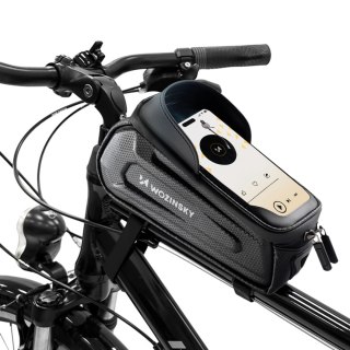 Sakwa rowerowa Wozinsky na ramę pancerna z kieszonką na telefon 1.7 l - czarna