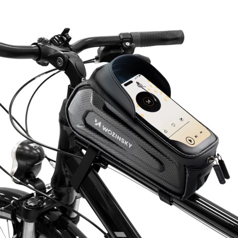 Sakwa rowerowa Wozinsky na ramę pancerna z kieszonką na telefon 1.7 l - czarna
