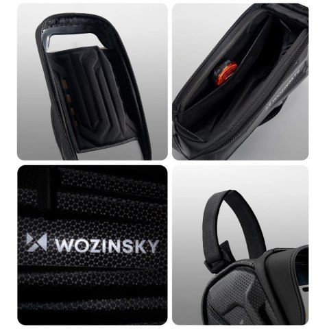 Sakwa rowerowa Wozinsky na ramę pancerna z kieszonką na telefon 1.7 l - czarna
