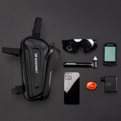 Sakwa rowerowa Wozinsky na ramę pancerna z kieszonką na telefon 1.7 l - czarna