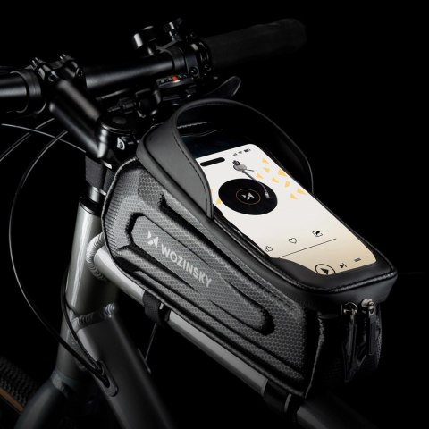 Sakwa rowerowa Wozinsky na ramę pancerna z kieszonką na telefon 1.7 l - czarna