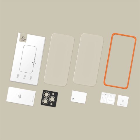 Szkło hartowane Tech-Protect Easy Set+ 3-pack na iPhone 16 Pro / 17 Pro - przezroczyste