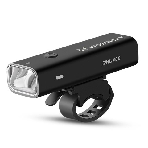 Zestaw lampek rowerowych Wozinsky WSBLB2 przednia (400 lm) i tylna USB-C - czarny