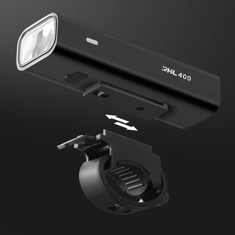 Zestaw lampek rowerowych Wozinsky WSBLB2 przednia (400 lm) i tylna USB-C - czarny