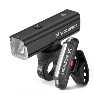 Zestaw lampek rowerowych Wozinsky WSBLB3 przednia (1000 lm) i tylna USB-C - czarny