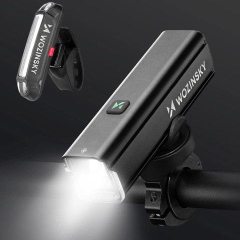 Zestaw lampek rowerowych Wozinsky WSBLB3 przednia (1000 lm) i tylna USB-C - czarny