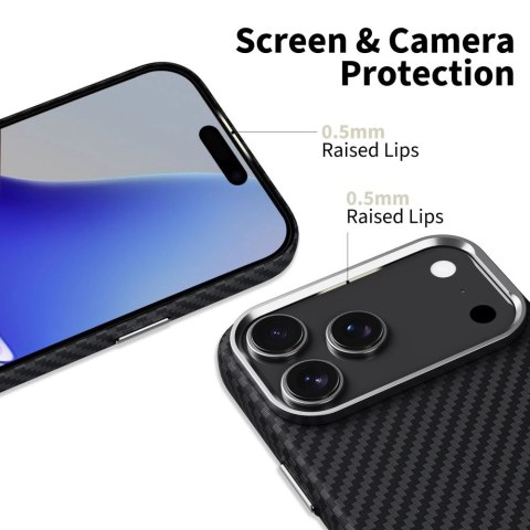 Etui Tech-Protect Ion Carbon MagSafe na iPhone 17 Pro - czarno-srebrne