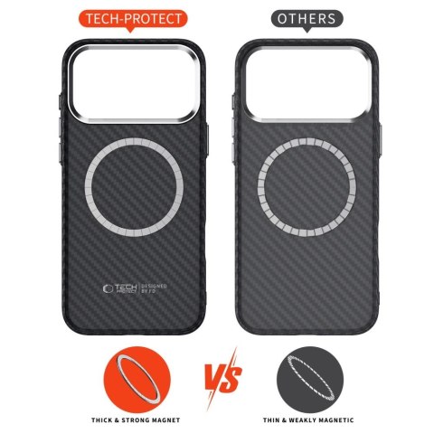 Etui Tech-Protect Ion Carbon MagSafe na iPhone 17 Pro - czarno-srebrne