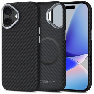 Etui Tech-Protect Ion Carbon MagSafe na iPhone 17 - czarno-srebrne