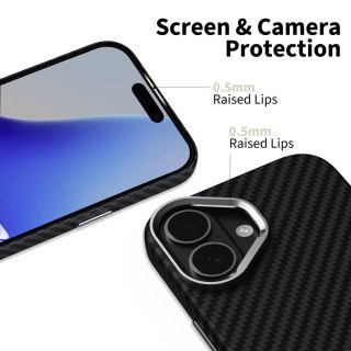 Etui Tech-Protect Ion Carbon MagSafe na iPhone 17 - czarno-srebrne