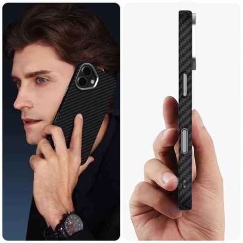 Etui Tech-Protect Ion Carbon MagSafe na iPhone 17 - czarno-srebrne