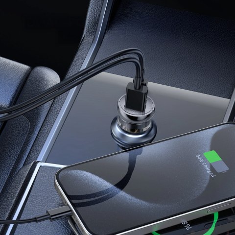 Wozinsky Ładowarka 65W samochodowa USB-C PD 65W / USB-A 45W QC 3.0 - czarna