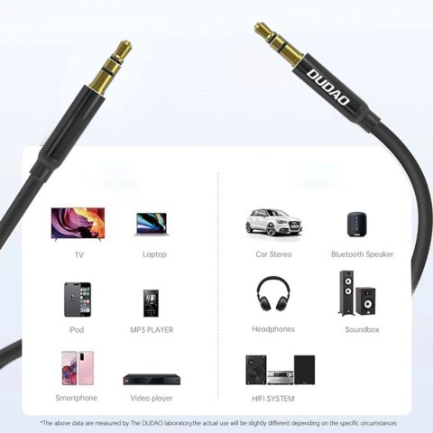 Kabel AUX Dudao L12S mini jack 3.5mm 1m 3 polowy stereo - czarny