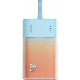 BASEUS powerbank 5200 mAh z wbudowanym kablem Lightning + kabel Typ C do Typ C PD QC 2,4A 20W PPKDC05I niebiesko pomarańczowy