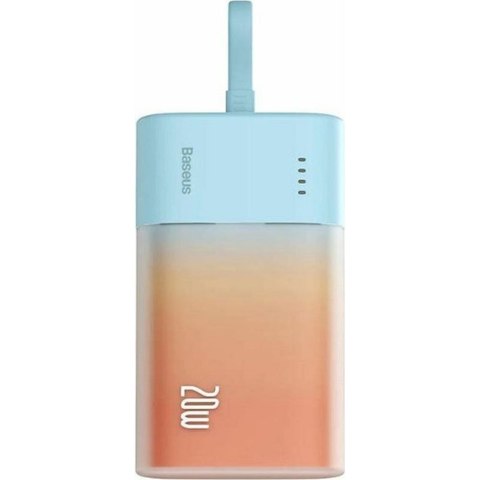 BASEUS powerbank 5200 mAh z wbudowanym kablem Lightning + kabel Typ C do Typ C PD QC 2,4A 20W PPKDC05I niebiesko pomarańczowy