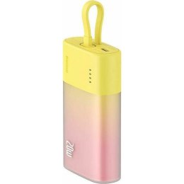 BASEUS powerbank 5200 mAh z wbudowanym kablem Lightning + kabel Typ C do Typ C PD QC 2,4A 20W PPKDC05I żółto różowy
