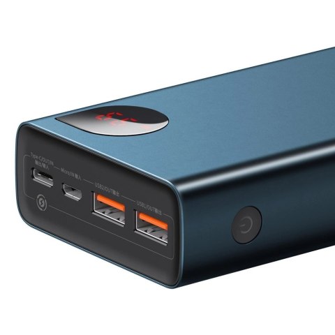 Baseus Adaman powerbank 2x USB / 1x USB Typ C / 1x micro USB 20000mAh 65W Quick Charge 4.0 Power Delivery niebieski (PPIMDA-E03)