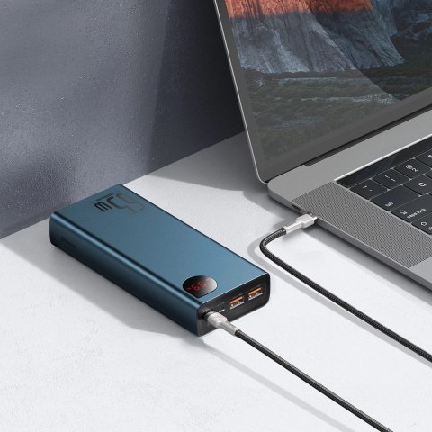 Baseus Adaman powerbank 2x USB / 1x USB Typ C / 1x micro USB 20000mAh 65W Quick Charge 4.0 Power Delivery niebieski (PPIMDA-E03)