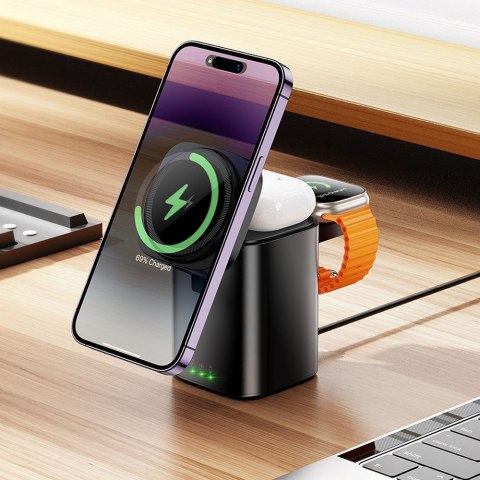 HOCO ładowarka indukcyjna 3w1 kompatybilna z APPLE Watch 15W CQ20 czarna HOCO ładowarka indukcyjna 3w1 kompatybilna z APPLE Watch 15W CQ20 czarna