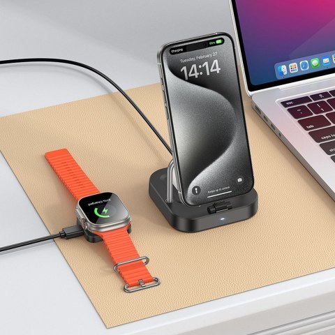 HOCO ładowarka indukcyjna 3w1 kompatybilna z Apple Watch 3A 5W CQ16A czarna HOCO ładowarka indukcyjna 3w1 kompatybilna z Apple Watch 3A 5W CQ16A czarna