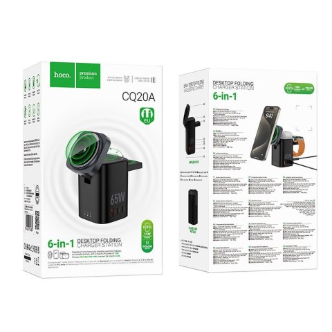 HOCO ładowarka indukcyjna 6w1 kompatybilna z APPLE Watch PD QC 65W CQ20A czarna HOCO ładowarka indukcyjna 6w1 kompatybilna z APPLE Watch PD QC 65W CQ20A czarna