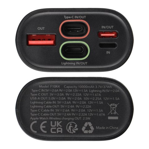 Powerbank Forcell F-Energy F10K4 PD QC3.0 3A 22,5W 10000 mAh kompatybilny z Apple Watch czarny Powerbank Forcell F-Energy F10K4 PD QC3.0 3A 22,5W 10000 mAh kompatybilny z Apple Watch czarny