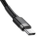 BASEUS kabel Typ C do Typ C 3A Cafule 1 metr szaro-czarny CATKLF-GG1 BASEUS kabel Typ C do Typ C 3A Cafule 1 metr szaro-czarny CATKLF-GG1