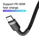 BASEUS kabel Typ C do Typ C 3A Cafule 1 metr szaro-czarny CATKLF-GG1 BASEUS kabel Typ C do Typ C 3A Cafule 1 metr szaro-czarny CATKLF-GG1