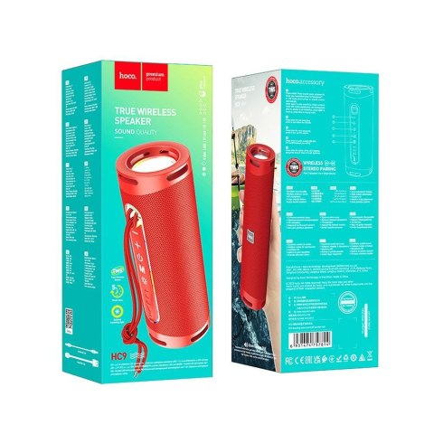 Głośnik bluetooth 2 x 5W 5h Hoco HC9 czerwony Głośnik bluetooth 2 x 5W 5h Hoco HC9 czerwony