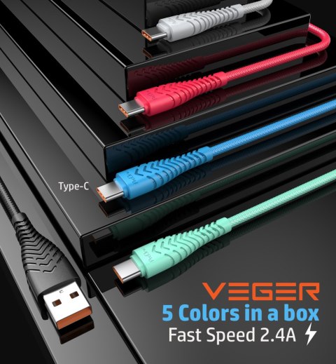 VEGER kabel USB A do Typ C 2,4A V104 1,2 m czarny VEGER kabel USB A do Typ C 2,4A V104 1,2 m czarny