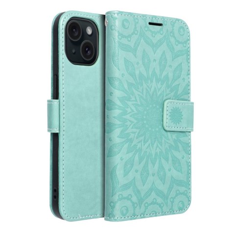 Kabura MEZZO Book do IPHONE 15 mandala zielony Kabura MEZZO Book do IPHONE 15 mandala zielony