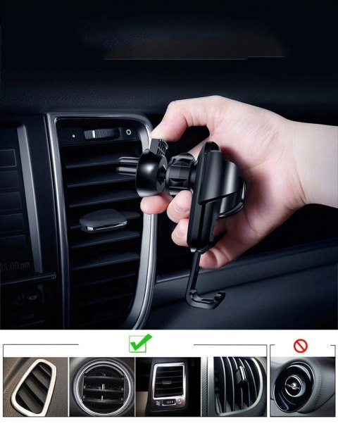 Baseus Gravity Car Mount grawitacyjny uchwyt samochodowy na kratkę wentylacyjną nawiew na telefon 4-6" czarny (SUYL-01) Baseus Gravity Car Mount grawitacyjny uchwyt samochodowy na kratkę wentylacyjną nawiew na telefon 4-6" czarny (SUYL-01)