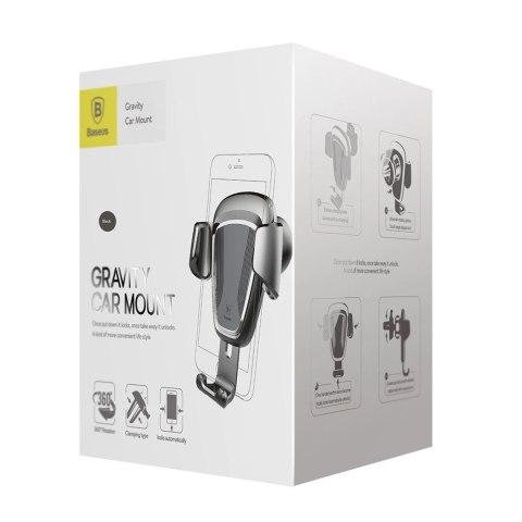 Baseus Gravity Car Mount grawitacyjny uchwyt samochodowy na kratkę wentylacyjną nawiew na telefon 4-6" czarny (SUYL-01) Baseus Gravity Car Mount grawitacyjny uchwyt samochodowy na kratkę wentylacyjną nawiew na telefon 4-6" czarny (SUYL-01)