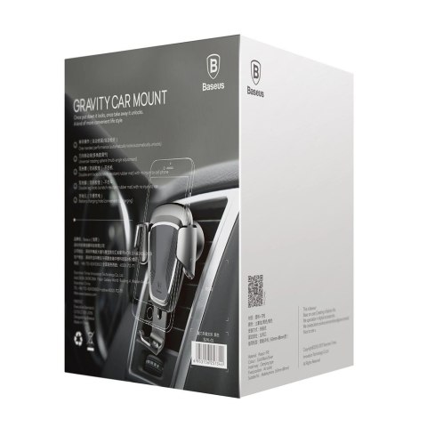 Baseus Gravity Car Mount grawitacyjny uchwyt samochodowy na kratkę wentylacyjną nawiew na telefon 4-6" czarny (SUYL-01) Baseus Gravity Car Mount grawitacyjny uchwyt samochodowy na kratkę wentylacyjną nawiew na telefon 4-6" czarny (SUYL-01)