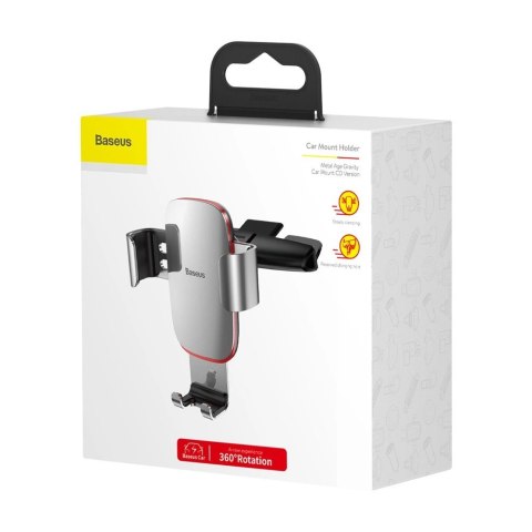 Baseus Metal Age Gravity Car Mount metalowy samochodowy uchwyt grawitacyjny na slot CD srebrny (SUYL-J0S) Baseus Metal Age Gravity Car Mount metalowy samochodowy uchwyt grawitacyjny na slot CD srebrny (SUYL-J0S)