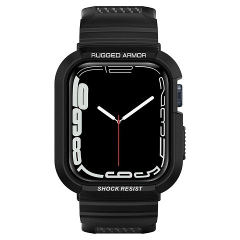 Etui z paskiem Spigen Rugged Armor Pro na Apple Watch 4 / 5 / 6 / 7 / 8 / SE (44/45 mm) - czarne Etui z paskiem Spigen Rugged Armor Pro na Apple Watch 4 / 5 / 6 / 7 / 8 / SE (44/45 mm) - czarne