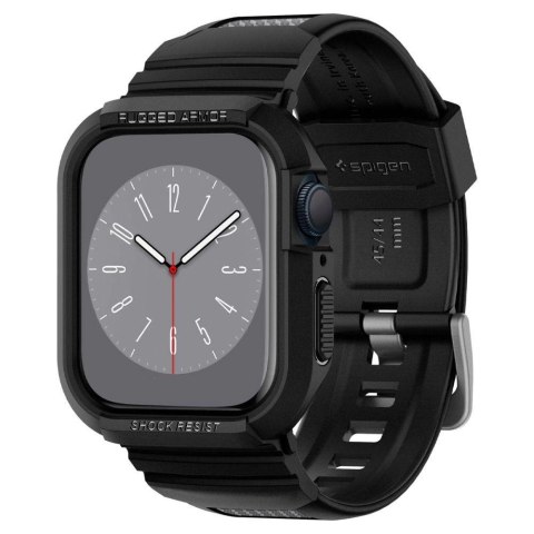 Etui z paskiem Spigen Rugged Armor Pro na Apple Watch 4 / 5 / 6 / 7 / 8 / SE (44/45 mm) - czarne Etui z paskiem Spigen Rugged Armor Pro na Apple Watch 4 / 5 / 6 / 7 / 8 / SE (44/45 mm) - czarne